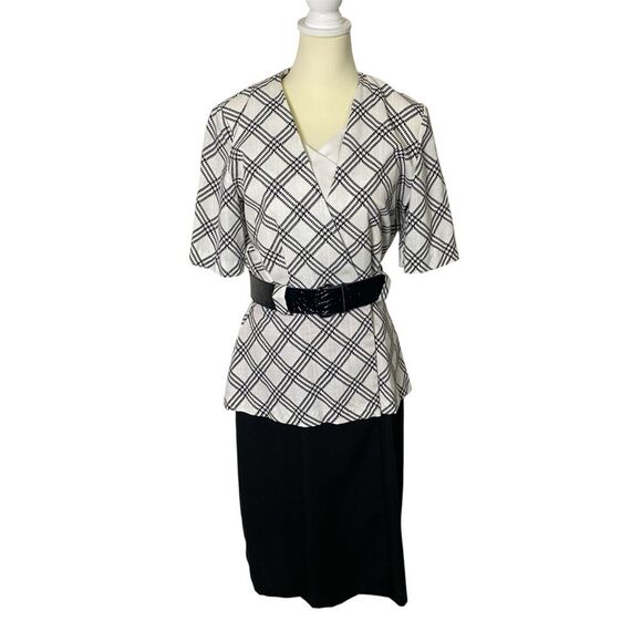 Vintage 80's MC ll One Piece Wrap Dress W/ Matching Belt Women's Size 14 - Picture 1 of 15